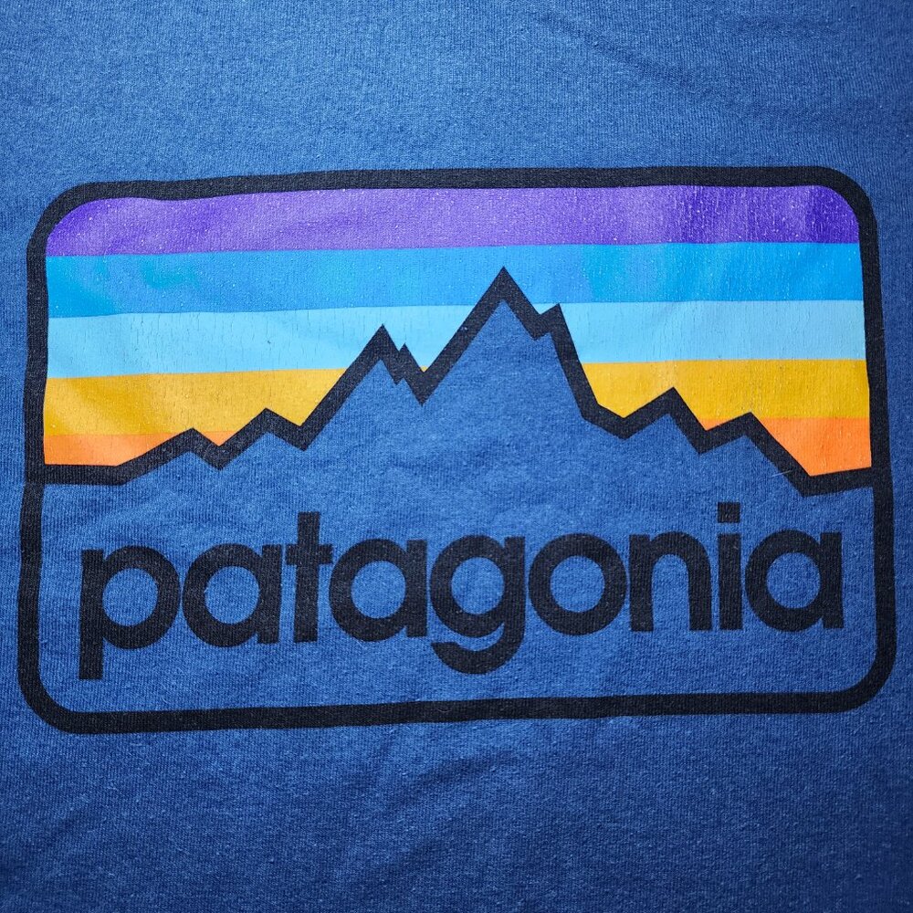 Patagonia Shirt Mens Medium Blue Logo Organic Cotton Tee Recycled Polyester - Picture 3 of 4